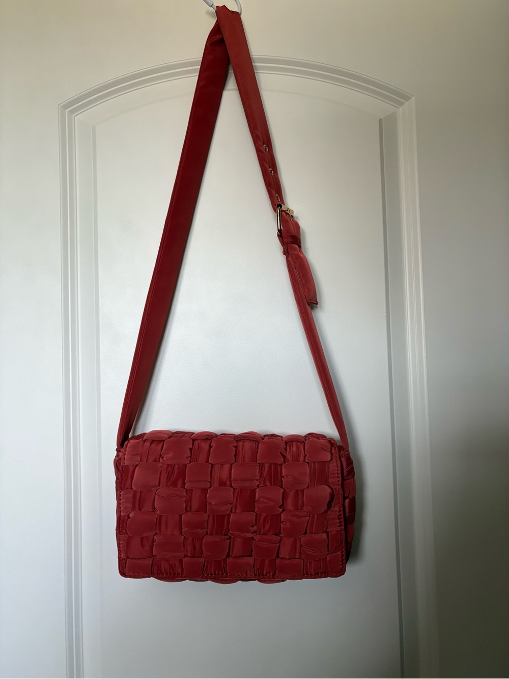 Anthropologie Red Woven Crossbody Bag